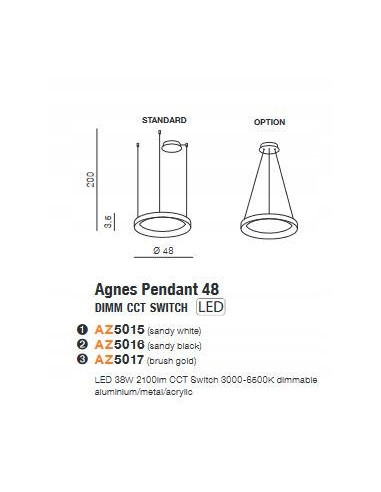Lampa Wisząca AGNES 48 z Regulacją Barwy Światła – Elegancka Lampa do Biura i Domu z Nowoczesnym Designem