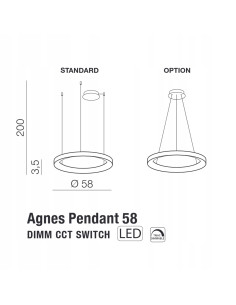 Lampa sufitowa AGNES z regulacją barwy, minimalistyczny design, 58 cm, zintegrowane LED 3000K-6500K, czarna/biała 2