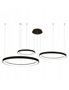 Nowoczesna lampa wisząca AGNES z regulacją LED, aluminiowe obręcze, 6600 lm, biały/czarny, idealna do wysokich sufitów