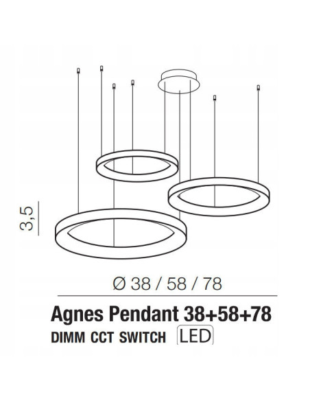 Lampa sufitowa AGNES 3-punktowa LED z ściemniaczem, nowoczesny design, biały kolor idealny do każdego wnętrza