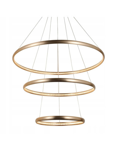 Lampa sufitowa BRIGHTON 3 LED w kształcie pierścieni, złota, 3 punkty świetlne, 120 cm - elegancki design do każdego wnętrza