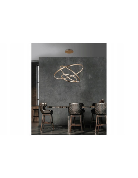 Lampa sufitowa BRIGHTON 3 LED w kształcie pierścieni, złota, 3 punkty świetlne, 120 cm - elegancki design do każdego wnętrza