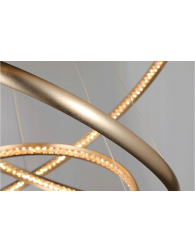 Lampa sufitowa BRIGHTON 3 LED w kształcie pierścieni, złota, 3 punkty świetlne, 120 cm - elegancki design do każdego wnętrza