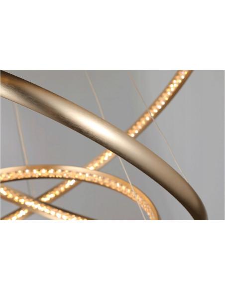 Lampa sufitowa BRIGHTON 3 LED w kształcie pierścieni, złota, 3 punkty świetlne, 120 cm - elegancki design do każdego wnętrza