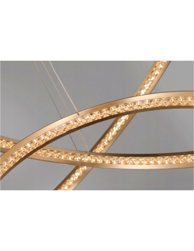 Lampa sufitowa BRIGHTON 3 LED w kształcie pierścieni, złota, 3 punkty świetlne, 120 cm - elegancki design do każdego wnętrza