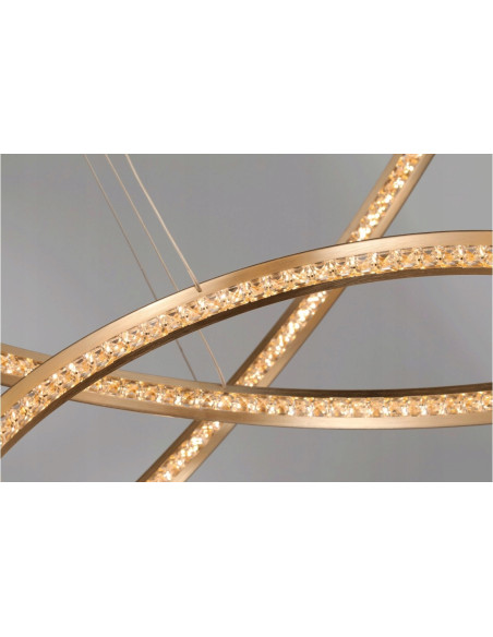 Lampa sufitowa BRIGHTON 3 LED w kształcie pierścieni, złota, 3 punkty świetlne, 120 cm - elegancki design do każdego wnętrza