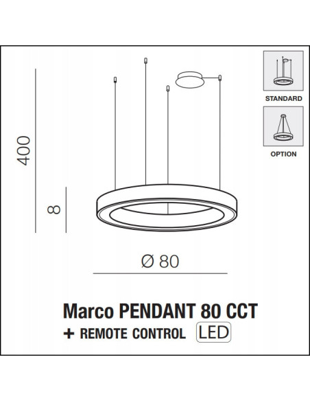 Lampa wisząca LED MARCO 80 CCT WH - nowoczesny design do kuchni, jadalni i salonu z regulacją barwy światła