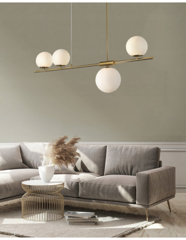 Lampa wisząca SANTANDER złota, nowoczesny design, regulacja wysokości, 4x G9 do jadalni i kuchni