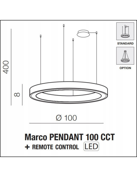 Lampa wisząca MARCO w kształcie okręgu, złota, z regulacją jasności, 1x80W LED, do kuchni i jadalni