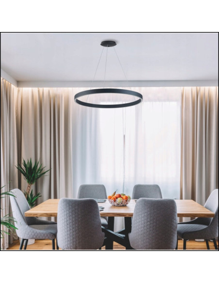 Lampa wisząca LED MARCO z regulacją barwy światła 3000-6500K, 120 cm, czarna - elegancja i funkcjonalność do każdego wnętrza