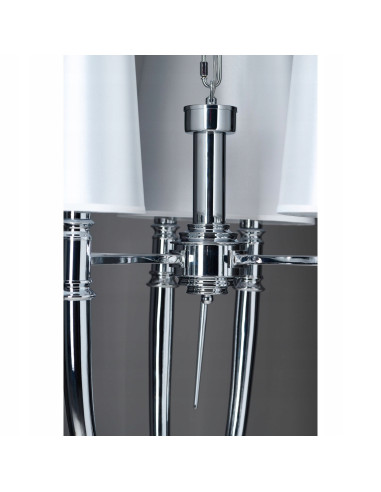 Lampa wisząca DIABLO E14, 6-punktowa, nowoczesna z materiałowymi kloszami, idealna do eleganckich wnętrz.