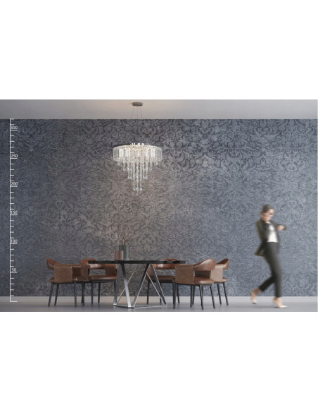 Lampa wisząca KALABRIA XL z kryształami G9 - elegancki żyrandol do salonu i jadalni, nowoczesny design, 12 punktów świetlnych