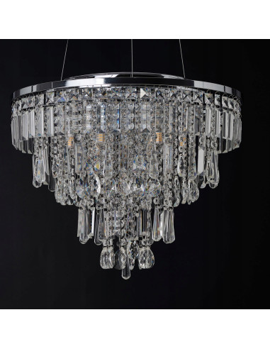 Plafon kryształowy KALABRIA TOP 52 cm, styl glamour, chromowany, 6-punktowy, elegancka lampa do wnętrz