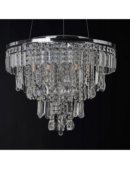 Plafon kryształowy KALABRIA TOP 52 cm, styl glamour, chromowany, 6-punktowy, elegancka lampa do wnętrz