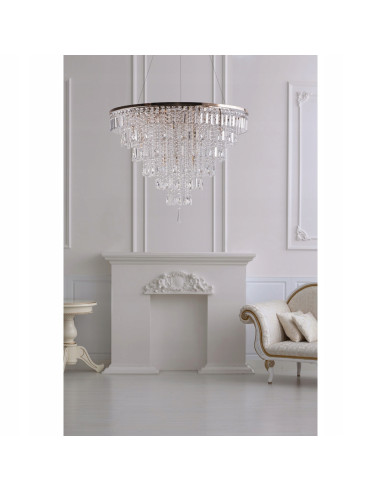 Żyrandol KALABRIA XL w złotym wykończeniu, 12 punktów świetlnych G9, idealny do eleganckich przestrzeni, 80 cm