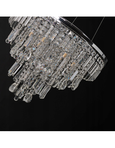 Plafon kryształowy KALABRIA TOP 52 cm, styl glamour, chromowany, 6-punktowy, elegancka lampa do wnętrz