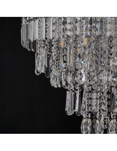 Plafon kryształowy KALABRIA TOP 52 cm, styl glamour, chromowany, 6-punktowy, elegancka lampa do wnętrz