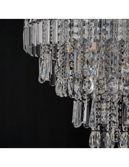 Plafon kryształowy KALABRIA TOP 52 cm, styl glamour, chromowany, 6-punktowy, elegancka lampa do wnętrz