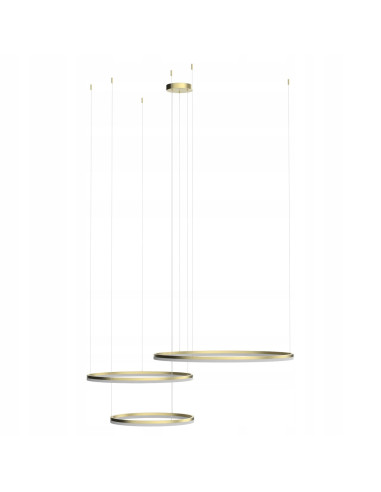 Elegancka Lampa Wisząca LED HALO Złoty Pierścień, Regulowana Wysokość, Zdalne Sterowanie, Zmienna Barwa Światła