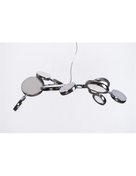 Lampa wisząca LED SATELLITE z chromowanymi okręgami - nowoczesne oświetlenie do salonu i jadalni, 120 cm wysokości