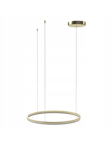 Lampa wisząca HALO 150 cm CCT - nowoczesne, złote oświetlenie LED z regulacją barwy i pilotem, idealne do salonu i sypialni.