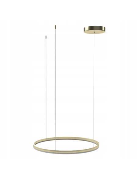 Lampa wisząca HALO 150 cm CCT - nowoczesne, złote oświetlenie LED z regulacją barwy i pilotem, idealne do salonu i sypialni.