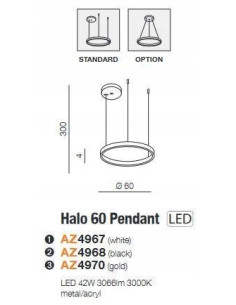Lampa Wisząca RING HALO PENDANT 60 cm – Nowoczesny Żyrandol LED z Ciepłym Światłem do Wnętrz AZzardo 2