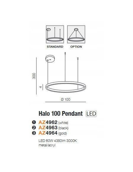 Lampa wisząca LED HALO PENDANT 100 cm złota 55W - luksusowy element do wnętrz domowych i przestrzeni komercyjnych.