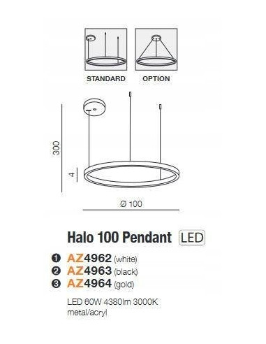 Lampa Wisząca AZzardo HALO 100 cm Biała - Nowoczesne Oświetlenie LED do Jadalni i Biura