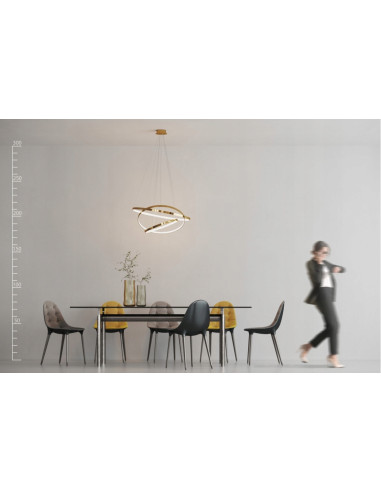 Lampa Wisząca WHEEL 3 DIMM 80W Złota z Regulacją i Ściemniaczem – Nowoczesne Oświetlenie LED do Wnętrz