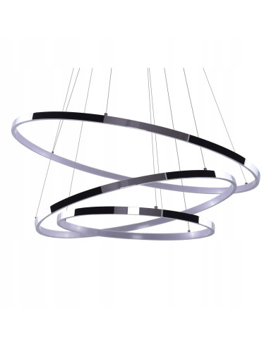 Chromowany żyrandol LED WHEEL 3 z ściemniaczem, 80W, 4800 lumenów - Nowoczesne oświetlenie do salonu i schodów
