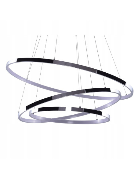 Chromowany żyrandol LED WHEEL 3 z ściemniaczem, 80W, 4800 lumenów - Nowoczesne oświetlenie do salonu i schodów