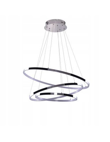Chromowany żyrandol LED WHEEL 3 z ściemniaczem, 80W, 4800 lumenów - Nowoczesne oświetlenie do salonu i schodów