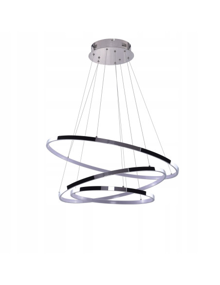 Chromowany żyrandol LED WHEEL 3 z ściemniaczem, 80W, 4800 lumenów - Nowoczesne oświetlenie do salonu i schodów