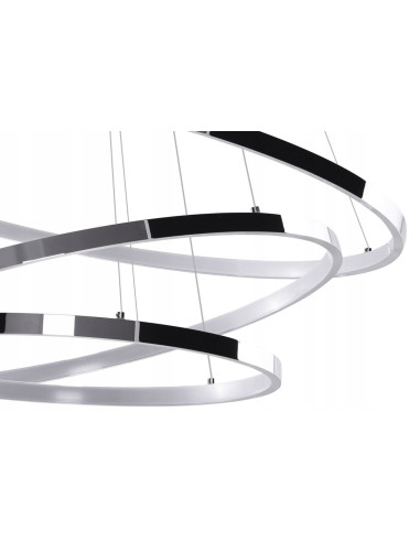 Chromowany żyrandol LED WHEEL 3 z ściemniaczem, 80W, 4800 lumenów - Nowoczesne oświetlenie do salonu i schodów