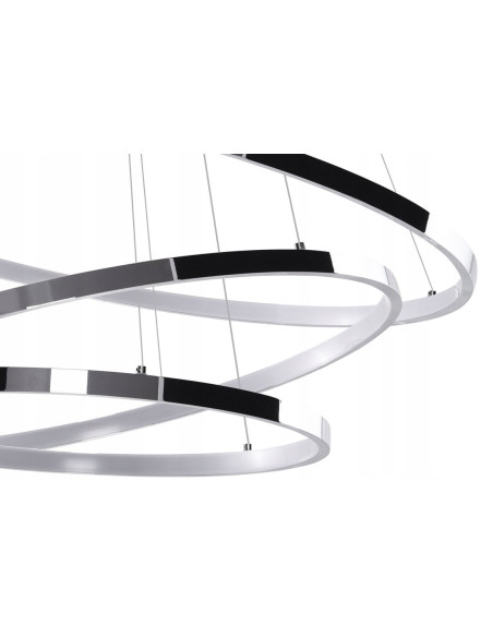 Chromowany żyrandol LED WHEEL 3 z ściemniaczem, 80W, 4800 lumenów - Nowoczesne oświetlenie do salonu i schodów