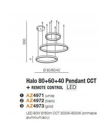 Lampa HALO z 3 złotymi ringami LED – nowoczesna i elegancka dekoracja do każdego wnętrza
