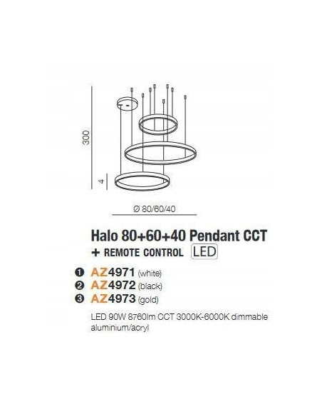 Lampa HALO z 3 złotymi ringami LED – nowoczesna i elegancka dekoracja do każdego wnętrza