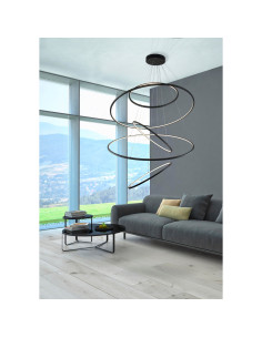 Żyrandol WHEEL XXL - Nowoczesna lampa LED do wnętrz o wysokich sufitach, czarny metal, ciepłe światło 2