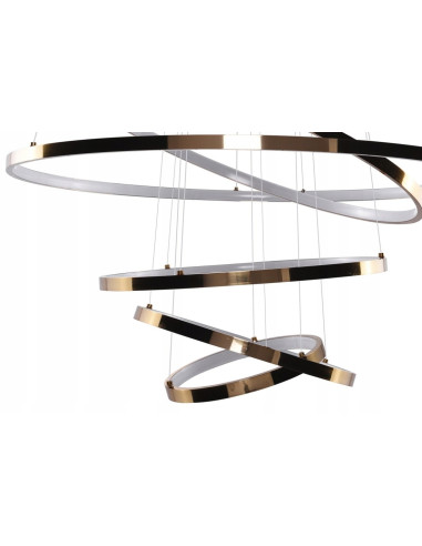 Lampa wisząca WHEEL 6 LONG DIMM w złotym kolorze – nowoczesny design z trójwymiarową strukturą dla eleganckiego wnętrza