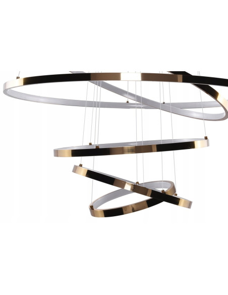 Lampa wisząca WHEEL 6 LONG DIMM w złotym kolorze – nowoczesny design z trójwymiarową strukturą dla eleganckiego wnętrza