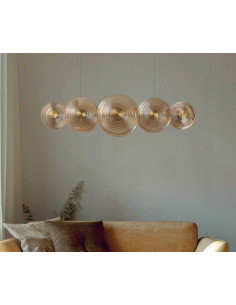 Lampa LED NAZAR z bursztynowym szkłem w kształcie gongu - nowoczesny element dekoracyjny do wnętrz. 2