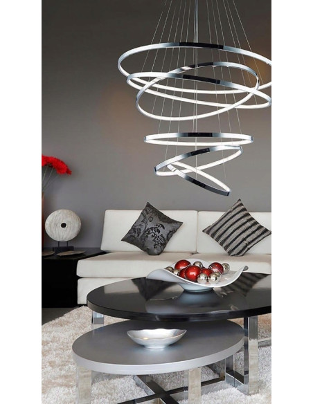 Lampa wisząca LED WHEEL 6 - nowoczesna, regulowana z 6 pierścieniami, idealna do każdego wnętrza