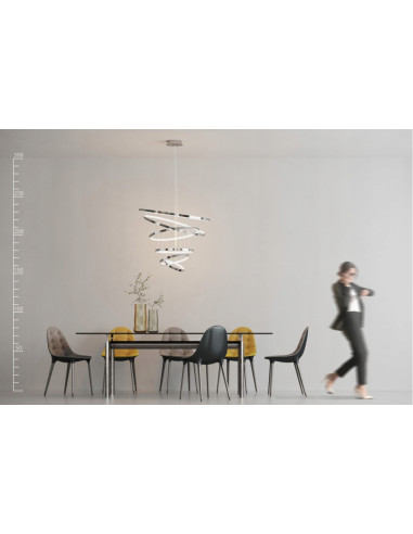 Lampa wisząca LED WHEEL 6 - nowoczesna, regulowana z 6 pierścieniami, idealna do każdego wnętrza