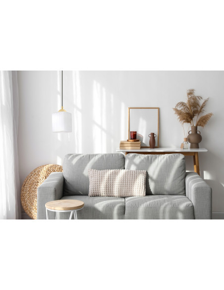 Nowoczesna lampa wisząca RIFFLE w sześcianie z regulowaną wysokością - elegancka w bieli, złocie i czerni