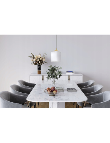 Nowoczesna lampa wisząca RIFFLE w sześcianie z regulowaną wysokością - elegancka w bieli, złocie i czerni