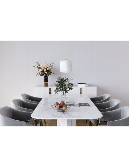 Nowoczesna lampa wisząca RIFFLE w sześcianie z regulowaną wysokością - elegancka w bieli, złocie i czerni