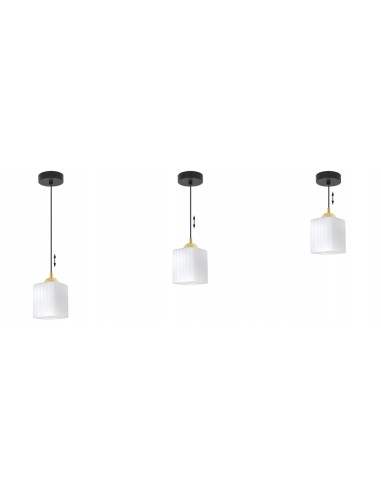 Nowoczesna lampa wisząca RIFFLE w sześcianie z regulowaną wysokością - elegancka w bieli, złocie i czerni