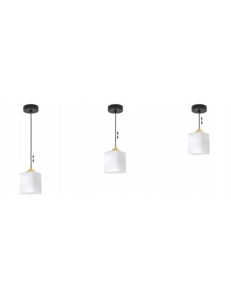 Nowoczesna lampa wisząca RIFFLE w sześcianie z regulowaną wysokością - elegancka w bieli, złocie i czerni