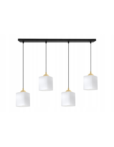 Lampa sufitowa RIFFLE z 4 punktami świetlnymi – elegancki design w białym, czarnym lub złotym wykończeniu.